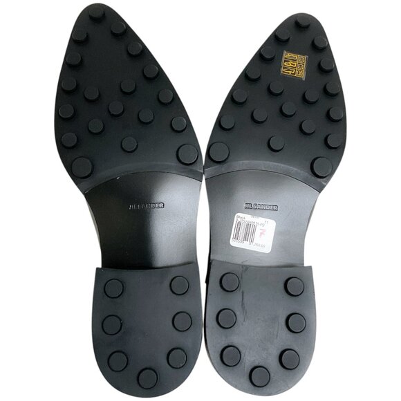 Jil Sander Black Leather Pointed Toe Flat Loafers - Picture 12 of 12